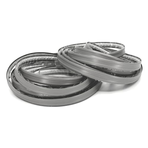 Image of InstaTrim The Original Flexible Trim - 2-Pack of 10ft Grey 1 /2 inch Wide Caulk Tape - Adhesive Trim with Many Uses Including Caulking for Bathtubs, Sinks, Counters, Tile, Floors - Made in USA | Two gray 1 /2 in x 10 ft self-adhesive trim rolls seal gaps around tubs, sinks, counters, tile, floors, and home surfaces.