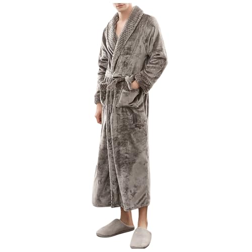 Albornoz de forro polar para hombre y bata de sauna cálida para invierno