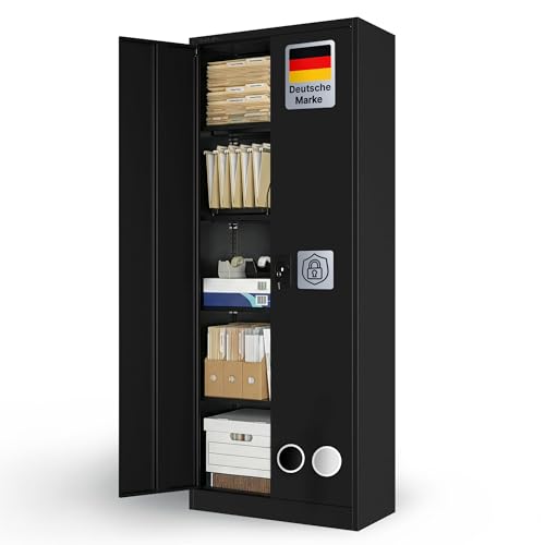 , TIMELESS PIECES Werkzeugschrank Hängeschrank,Werkstattschrank Metall Wandschrank mit Abschließbar &Verstellbarem Regal Wandregal Stahlschrank für Garage,Werkstatt,Badezimmer,Küche 50x80x32cm(Grau)