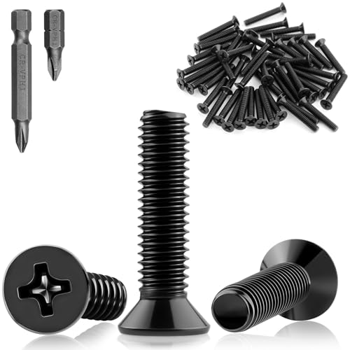 Mbsomnus 30 Pièces Vis à Tête Fraisée M6x30 mm Vis à Métaux Acier au Carbone Visserie Boulon Tête Cruciforme Noir pour Portes Fenêtres Clôtures Armoires Tables Chaises Cadres de Lit Étagères