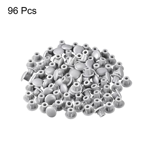 Image of uxcell Screw Hole Plugs, 5mm(3 /16 inch) Dia PP Snap in Shelf Button Flush Type Caps for Furniture Cabinet Cupboard, Gray 96 Pcs