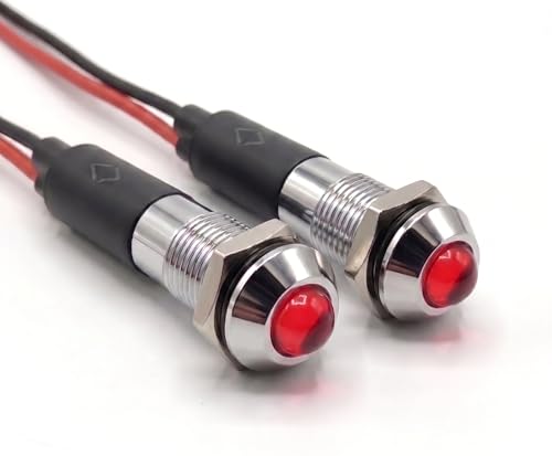 Alpinetech 2PCS PL8B-R 8mm 5/16" Rojo 12V Luz LED Indicadora miniatura 1