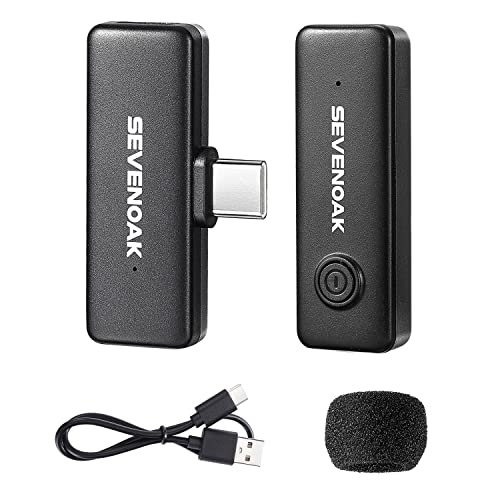 Sevenoak Wireless Lavalier Microphone for Android Phone Plug Play Cordless USB-C Mic Noise Cancellation Omnidirectional Mini Clip On Mic for Video Recording Interview YouTube Vlog Streaming SKM-W10-U1