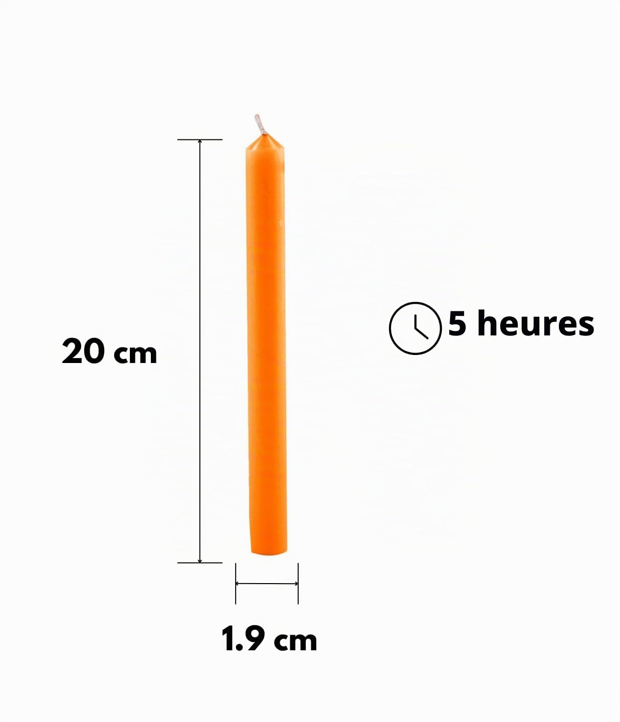 Bougies cylindriques Pleine Couleur Ø 1,9 cm 12 pièces - Orange