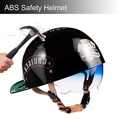 Baseball Cap Motorcycle Half Helmet, Fashion Vintage Street Adults Men Women Open Face Motorbike Helmets For Cruiser Street Scooter Moped Cap With Glasses, Dot Approved (D, Medium) #TOP2