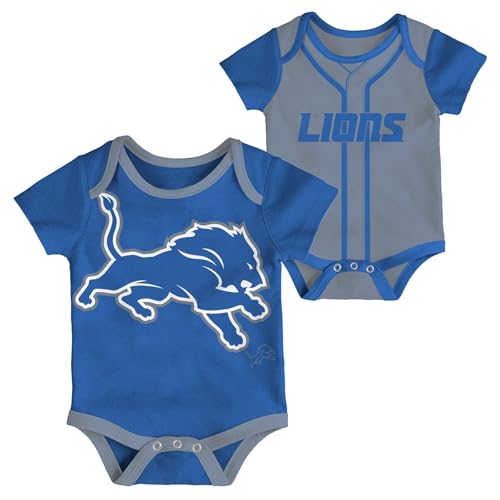 Outerstuff NFL Newborn & Infants 0-24 Months Prime Time Team Graphic 2 Piece Team Graphic Creeper Bodysuit Romper Set (Detroit Lions 0/3 Months)