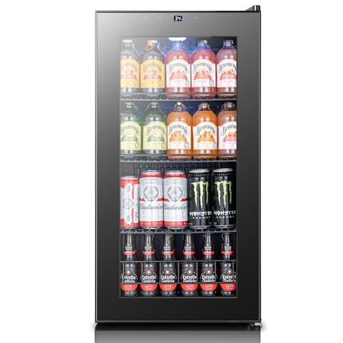 Image of Yeego Beverage Refrigerator Cooler, 105-Can Mini Fridge with Glass Door, Adjustable Shelves, Digital Temperature Control for Soda, Beer, and Wine, Ideal for Home or Office