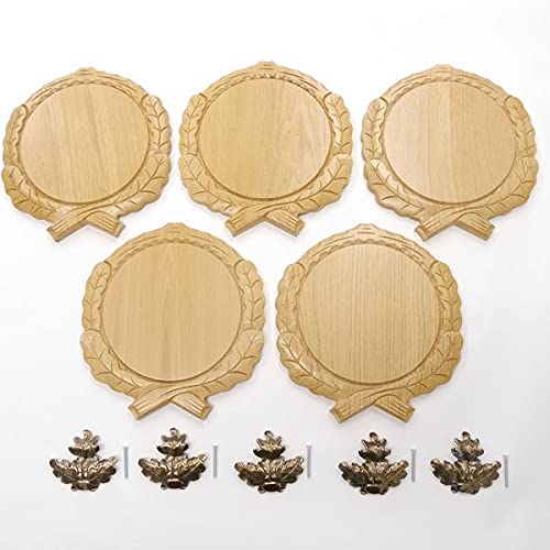 GTK Oferta 5 placas de cuña talladas de roble claro AF 19 cm con 5 hojas de roble, portada grande, cuña, tabla de especias, cartel trofeo.