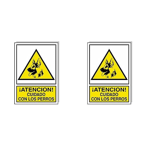 Cartel Cuidado Con Los Perros 30x21 cm. (Paquete de 2)