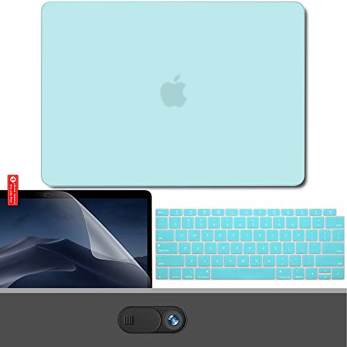 GMYLE MacBook Air 13 Inch Case 2018 Release A1932 with Touch ID Retina Display Bundle, Plastic Hard Case Shell, Keyboard Skin Cover, Privacy Webcam Cover Slide, Screen Protector Set, Teal