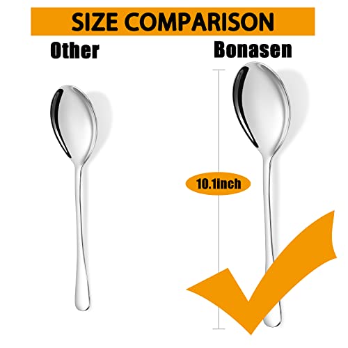 Bonasen 10.1-Inch 6-Piece Serving Spoons - Includes 3 Large Serving Spoons And 3 Slotted Spoons, Stainless Steel Buffet Serving Utensils,Metal Serving Spoons Set For Parties #TOP1