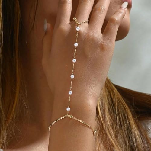 Image of Long tiantian Ring Bracelet Hand Chain Bracelet Butterfly Finger Ring for Women Girls Rhinestone Hand Chain Ring Bracelets for Women Trendy Stuff, adjustable