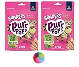 Bonkers Purrpops, Freeze Dried Crazy for Catnip Recipe Flavored Lollipop Cat Treats, for All Breeds and Ages - 8 Pieces (2 Packs) with 1 Cat Pom Pom Balls Toy