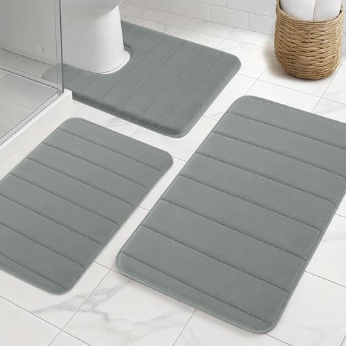 NAKIHOUSE Badematte Set 3-teilig aus Memory Foam, rutschfest & Saugfähig,...