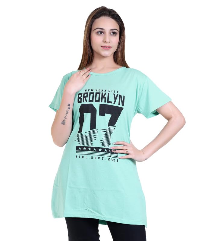 us reload Women CottonRegular Fit T-Shirt/Long Night Wear Top for Women & Girls Soft & Cotton Nightwear Comfortable Lounge & Sleepwear Maroon T-Shirt StylishNight Top Green (Size XL)-picture-45