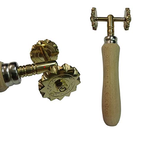 Professional Cooking Rotella tagliapasta sardo su rudigliu Artigianale in Ottone Massiccio Doppia