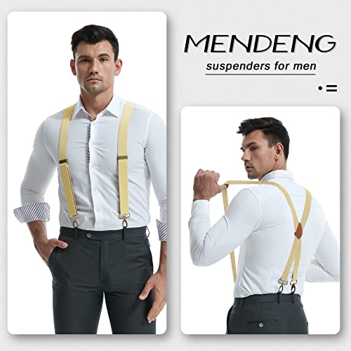Image of MENDENG Suspenders for Men Heavy Duty Swivel Hooks Retro X-Back Adjustable Brace