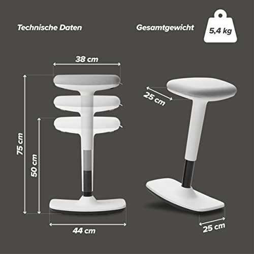 Image of to-Swift Ergonomic Standing Seat / Stool with Rocker Function, Standing Aid, Height Adjustable, Modern Design, Home Office, by Dauphin (Coral Red)