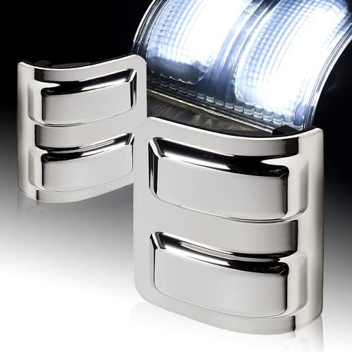 2 Pieces Chrome Lens Side Mirror Marker Light LED Running Turn Signal Light Compatible with 2008-2016 Ford F250 F350 F450 F550 Super Duty, 2009 2010 2011 2012 2013 2014 2015 (White LED)