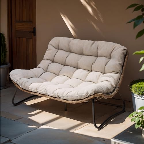 Elegant Boho Rattan Outdoor Loveseat
