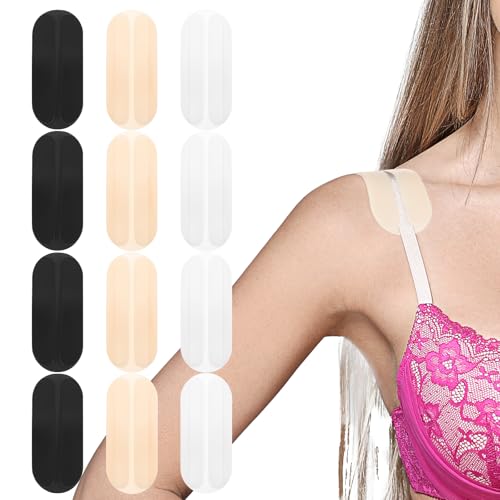 6 Pairs Bra Strap Cushion Silicone Bra Strap Pads, Bra Strap Holders for Slipping Soft No Dents Non Slip Shoulder Pads for Bra Straps to Ease Shoulder Discomfort