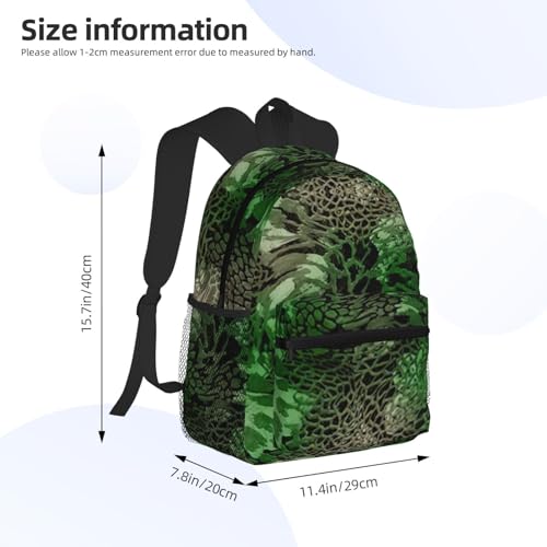 Sac à dos de voyage polyvalent imprimé serpent vert en taille unique noir