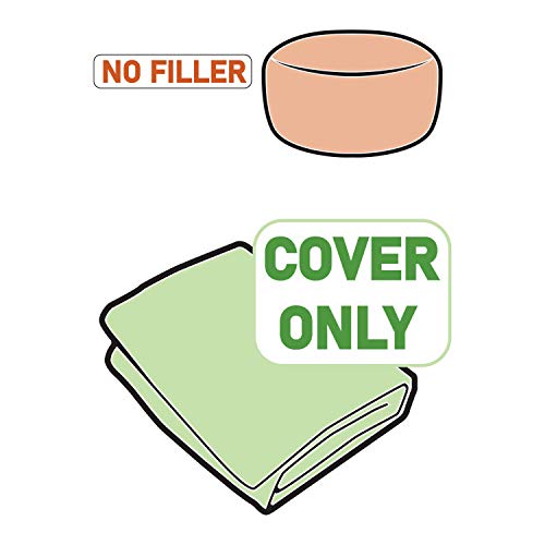 Ambesonne Geometric Pouf Cover With Zipper, Different Type Of Oval Doodle Round Leaf Textured Harvest Graphic, Soft Decorative Fabric Unstuffed Case, 30" W X 17.3" L, Coconut Turquoise #TOP4