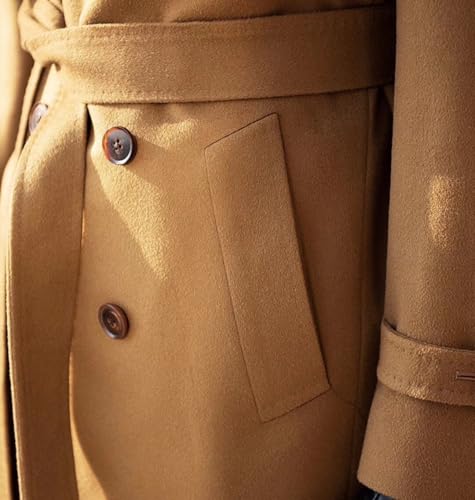 Men's Trench Coat Mid Length Double Breasted Long Jacket Formal Casual Peacoat Warm Peacoat Overcoat4