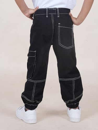 Image of Boys Cotton Full Length Front Cut Sew Cargo Pant with Bottom Tab