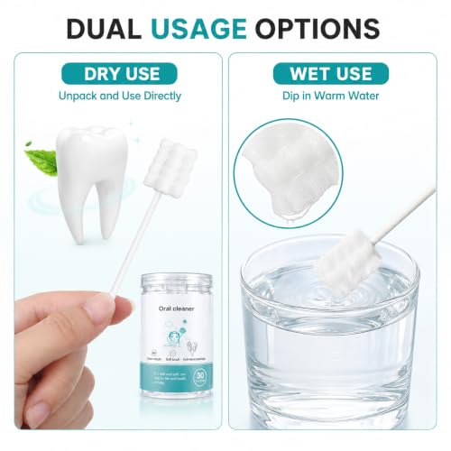 Image of Baby Oral Cleaner Swabs for Newborn & Infants (0-36 Months) | Disposable Tongue & Gum Cleaning Sticks | Soft Cotton Gauze | 360 Gentle Oral Care | Individually Packed | 30 PCS