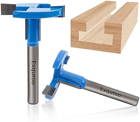 Exqutoo 1/4" Shank T-Slot Router Bit, Straight T-Track Slotting Carbide Wood Milling Cutter High Hardness & Wear Resistance, Suitable for Solid Wood, Hardwood, Softwood, MDF, Particle Board & Plywood