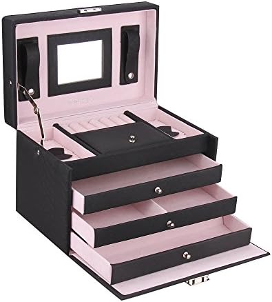 ROULING Large Faux Leather Jewelry display Box Case Makeup jewellery Storage Case ZG091S