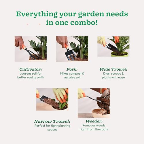 Image of Gardening Tools Kit (Set of 5), 2 Trowels, Hand Fork, Weeder, Cultivator,| Manual Tools Kit for Home Garden, Indoor and Outdoor Gardening (GTK)