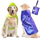 Ezierfy Reversible Dog Raincoat - Lightweight Raincoats Jacket for Dogs, Adjustable Hooded Dog Rainc
