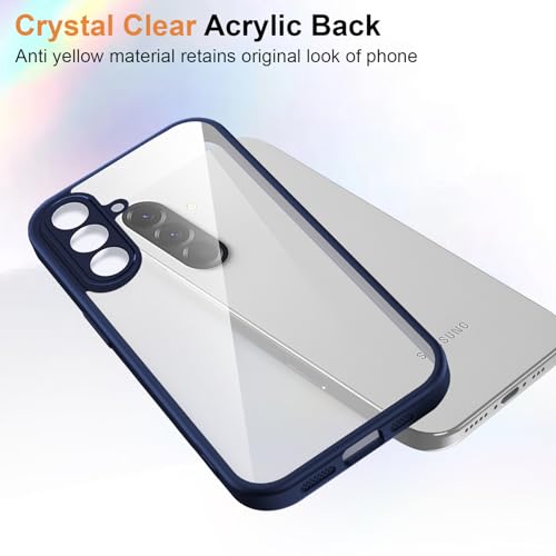Image of Kapa Hawkeye Clear Slim Tough Back Cover for Samsung Galaxy A57 5G | Camera Lens Protector Anti Yellow Shockproof Clear Hybrid Case Cover (Blue Sides)