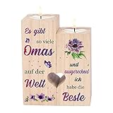 【Oma Geschenk】Es gibt viele Möglichkeiten, Ihre besonderen Gefühle für Ihre Großmutter auszudrücken. Sie können ihr diesen Kerzenhalter als Geschenk geben, zeigen Sie Ihrer Oma, wie besonders Ihre Oma für Sie ist.