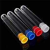 Tamaño: 100 mm x 16 mm W-Shufang-guan 10pcs Tubos de ensayo de poliestireno de plástico a estrenar 100mmx16mm con Tapas de Empuje Cuatro Colores en Forma de U Papelería Escolar Inferior Color Aleatorio
