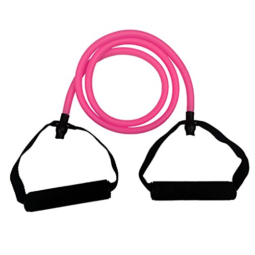 Toweter Pilates Fitness-Tube Elastica di Resistenza per Fitness con Maniglie (Rosa)