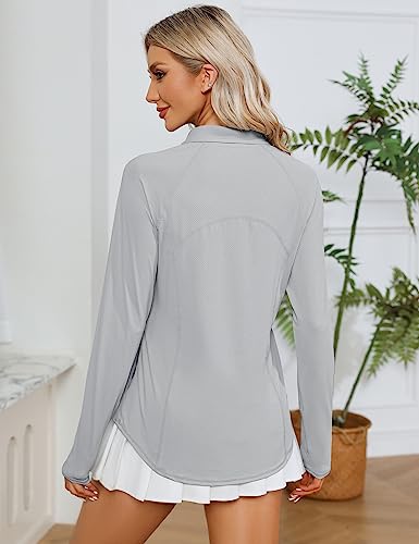 Image of LOMON Women Long Sleeve Shirts Sun Protection 1 /4 Zip Summer Quick Dry Hiking Shirts Quarter Zip Pullover for Women