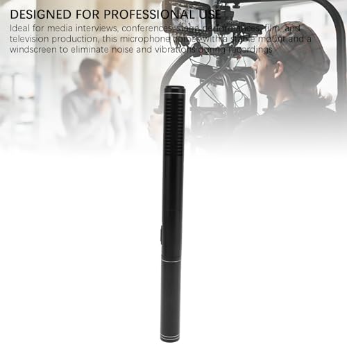 Image of Condenser Interview Microphone, Handheld Mic for DSLR Camera, Cardioid Pickup Pattern with Holder Wind Foam, Reporter Mic for Media Interviews