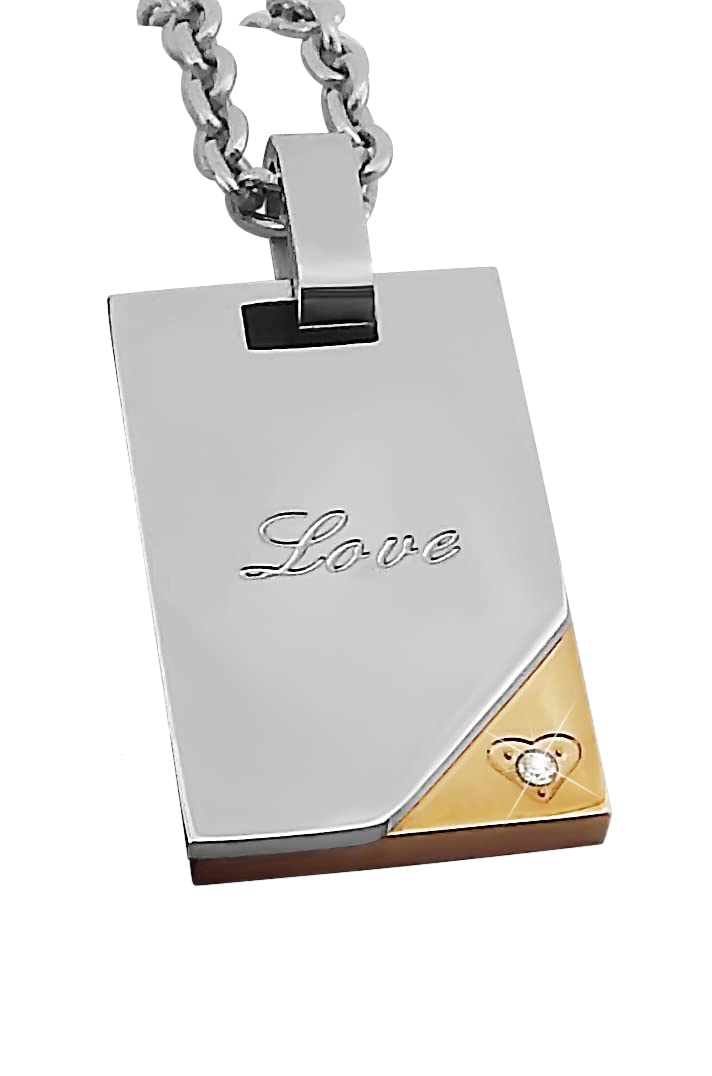 Personalisierte Kette mit Gravur Edelstahl 50 und 55 cm mit Anhänger Buch mit Strass-Stein in silber schwarz gold - Personalisierte Halskette für Freundin Freund - Personalisierter Schmuck