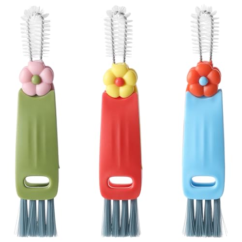 LXUEJIE 3 Stück 3 in 1 Reinigungsbürste Becher Deckel, Tassendeckel Lücken Reinigungsbürsten Multifunktionale Reinigungsbürste zum Drücken Tragbarer Spaltreinigungsbürste Becherdeckelreiniger