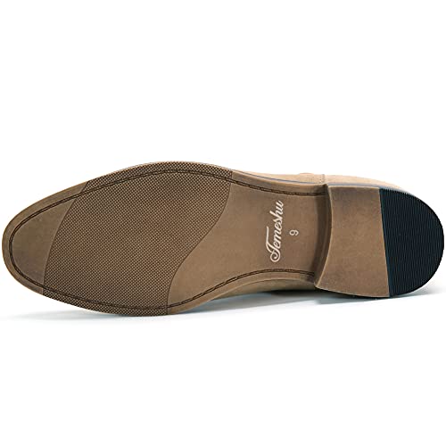 Temeshu Men's Chelsea Slip-on Suede Boots, Genuine Leather Boots, Waterproof Casual Oxford Dress Ankle Bootie MS054