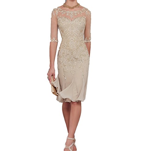 Charmant Damen Champagner Spitze Abendkleider Etuikleider Brautmutterkleider Trumpet Chiffon Rock-38 Champagner
