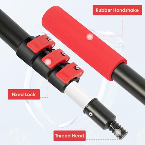 Image of 2-4 FT Window Squeegee with Extension Pole, Window Cleaning Kit with Telescoping Pole, Window Washing Kit with Long Handle for High Outside, 10 FT Reach Window Cleaner Tool