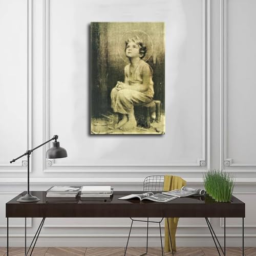 Idée cadeau déco chrétienne poster Jésus Christ enfant avec son cadre suspendu - 3