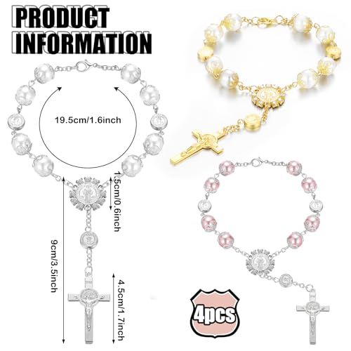 Terço de carro de São Bento, 4 peças, espelho retrovisor, rosário, personalizado, bênção, cruz, carr