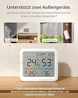 SwitchBot Hygrometer Thermometer Innen, Temperatursensor mit Datum/Wettervorhersage/Intelligenter Warnung, Kostenloser Datenspeicher-Export, SwitchBot Hub und Außenmeter erforderlich für Wetterstation – Ansicht 4