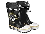  Juventus Turin Gummistiefel mit Kordelzug Juve Regenstiefel Rainboots, Schwarz/Weiss, 24/25 EU