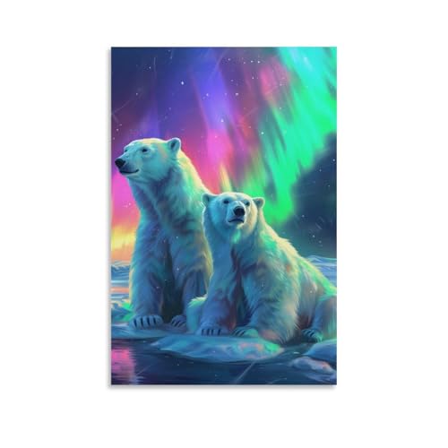 Toile ours polaire tableau grand format déco maison 20x30